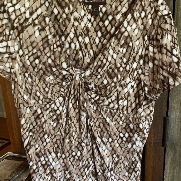 Dana Buchman blouse brown and white Large - Picture 5 of 9